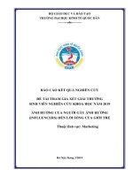 TIỂU LUẬN ẢNH HƯỞNG của NGƯỜI gây ẢNH HƯỞNG (INFLUENCERS) đến lối SỐNG của GIỚI TRẺ