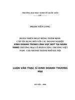 Luận văn thạc sỹ - Hoàn thiện hoạt động thẩm định cấp tín dụng đối với các Doanh nghiệp kinh doanh trong lĩnh vực BOT tại Ngân hàng TMCP công thương Việt Nam – Chi nhánh  Thành Phố Hà Nội