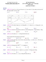 Đề thi thử tốt nghiệp THPT năm 2022 môn Toán có đáp án - Trường THPT Trần Thị Tâm