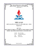 TIỂU LUẬN HOẠT ĐỘNG xã hội và VAI TRÒ của HOẠT ĐỘNG xã hội TRONG VIỆC HÌNH THÀNH NHÂN CÁCH SINH VIÊN