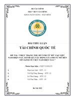 THỰC TRẠNG THU hút FDI từ mỹ vào VIỆT NAM HIỆN NAY  ĐÁNH GIÁ tác ĐỘNG của FDI từ mỹ đến nền KINH tế VIỆT NAM HIỆN NAY 