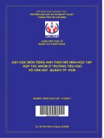 (Luận văn thạc sĩ) dạy học môn tiếng anh theo mô hình học tập hợp tác nhóm ở trường tiểu học võ văn hát, quận 9 TP  HCM 