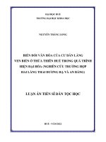 BIẾN đổi văn hóa của cư dân LÀNG VEN BIỂN ở THỪA THIÊN HUẾ TRONG QUÁ TRÌNH HIỆN đại hóa (NGHIÊN cứu TRƯỜNG hợp HAI LÀNG THAI DƯƠNG hạ và AN BẰNG) 