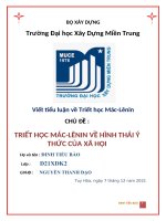tiểu luận về triết học mác lênin CHỦ đề  TRIẾT học mác LÊNIN về HÌNH THÁI ý THỨC của xã hội 