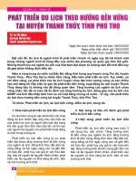 Phát triển du lịch theo hướng bền vững tại huyện Thanh Thủy, tỉnh Phú Thọ