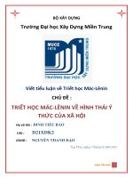 Viết tiểu luận về Triết học Mác-Lênin CHỦ ĐỀ TRIẾT HỌC MÁC-LÊNIN VỀ HÌNH THÁI Ý THỨC CỦA XÃ HỘI
