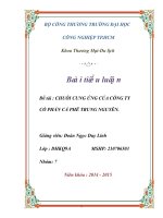 Bài tiểu luận Đề tài: CHUỖI CUNG ỨNG CỦA CÔNG TY CỔ PHẦN CÀ PHÊ TRUNG NGUYÊN