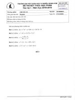 ĐỀ THI CUỐI KÌ Học kì I - Tên học phần: Đại số