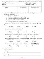 Đề kiểm tra cuối kỳ II – Năm học 2011 – 2012 môn Toán lớp 4578