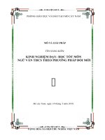 Kinh nghiệm dạy   học tốt môn ngữ văn THCS theo phương pháp đổi mới   THCS tạ thị kiều   đào thị đậm 