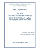Kế hoạch bài dạy  Dạy học  hoạt động trải nghiệm cho học sinh tiểu học