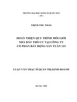 Luận văn thạc sỹ - Hoàn thiện quy trình môi giới nhà đất thổ cư tại Công ty Cổ phần bất động sản Tuấn 123