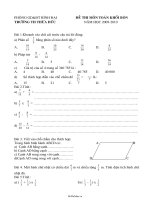 Đề kiểm tra cuối học kì II Toán Lớp 4  Năm học 20092010  Trường Tiểu học Thừa Đức869