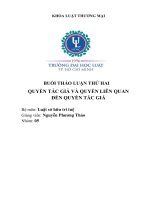 BÀI THẢO LUẬN LẦN 2 MÔN LUẬT SỞ HỮU TRÍ TUỆ