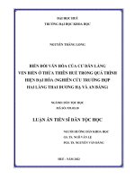 (Luận án tiến sĩ) biến đổi văn hóa của cư dân làng ven biển ở thừa thiên huế trong quá trình hiện đại hóa (nghiên cứu trường hợp hai làng thai dương hạ và an bằng) 