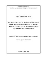 (Luận văn thạc sĩ) Kết nối cung cầu các dịch vụ ngân hàng số nhằm thúc đẩy phát triển du lịch cộng đồng bền vững của các hộ dân tộc thiểu số trên địa bàn tỉnh Lào Cai