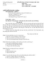 Đề kiểm tra cuối học kì I Tiếng việt, Toán Lớp 2  Năm học 20092010  Trường Tiểu học Phong Mỹ 42047