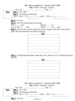Bài kiểm tra giữa kỳ II  Năm học 2007  2008 môn: Toán 4822