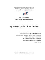 ĐỒ án CUỐI kỳ môn CÔNG NGHỆ PHẦN mềm hệ THỐNG QUẢN lý NHÀ HÀNG 
