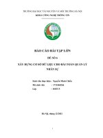 XÂY DỰNG CƠ SỞ DỮ LIỆU CHO BÀI TOÁN QUẢN LÝ NHÂN SỰ Sql server bản code đầy đủ