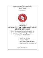Phân tích hợp đồng mua bán quốc tế giữa công ty TNHH quốc tế GTOP (việt nam) và công ty cổ phần thế giới (hồng kông)