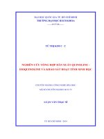 Nghiên cứu tổng hợp dẫn xuất quinoline   isoquinoline và khảo sát hoạt tính sinh học 