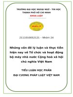 TIỂU LUẬN những vấn đề lý luận và thực tiễn hiện nay về tổ chức và hoạt động bộ máy nhà nước cộng hoà xã hội chủ nghĩa việt nam 