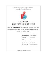 Một số tác động của dịch bệnh covid 19 đến tỷ lệ thất nghiệp của việt nam và giải pháp