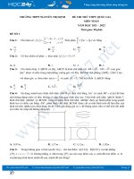 Bộ 5 đề thi thử THPT QG môn Toán năm 2021-2022 có đáp án Trường THPT Nguyễn Thị Định