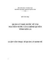 Luận văn thạc sỹ: QUẢN LÝ NHÀ NƯỚC VỀ TÀI NGUYÊN NƯỚC CỦA CHÍNH QUYỀN TỈNH SƠN LA