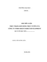 TIỂU LUẬN THỰC TRẠNG BÁN HÀNG TRỰC TUYẾN CỦA CÔNG TY TNHH GREEN FAMILY DEVELOPMENT