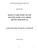 Luận văn thạc sỹ: QUẢN LÝ NHÀ NƯỚC VỀ TÀI NGUYÊN NƯỚC CỦA CHÍNH QUYỀN TỈNH SƠN LA