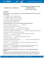 Bộ 5 đề thi giữa HK2 môn Tiếng Anh 8 có đáp án năm 2021-2022 Trường THCS Lý Thường Kiệt