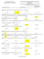 Đề thi thử TN THPTQG 2021 môn Toán lần 1 trường Lý Thái Tổ – Bắc Ninh