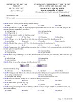 Đề khảo sát chất lượng môn Sinh học năm 2020-2021 - Sở GD&ĐT Nghệ An - Mã đề 206