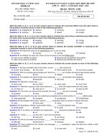 Đề khảo sát chất lượng môn Tiếng Anh năm 2020-2021 - Sở GD&ĐT Nghệ An - Mã đề 401