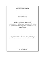 (Luận văn thạc sĩ) Quản lý dạy học môn toán theo chương trình giáo dục phổ thông 2018 ở các trường tiểu học, thành phố Yên Bái, tỉnh Yên Bái