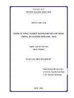 (Luận án tiến sĩ) kinh tế nông nghiệp thành phố hồ chí minh trong 30 năm đổi mới (1986   2015) 