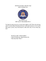 Xác lập thị trường mục tiêu của một doanh nghiệp cụ thể? Phân tích nội dung quản trị truyền thông Marketing tích hợp và mối quan hệ giữa nó với các quyết định quản trị khác trong Marketingmix nhằm thích ứng với thị trường mục tiêu