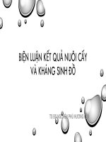 BIỆN LUẬN KẾT QUẢ NUÔI CẤY VÀ KHÁNG SINH ĐỒ. TS BS. NGUYỄN PHÚ HƯƠNG LAN