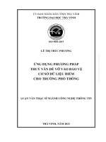 Ứng dụng phương pháp thủy vân dể vỡ vào bảo vệ cơ sở dữ liệu điểm cho trường phổ thông  (tóm tắt) 