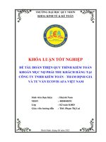 hoàn thiện quy trình kiểm toán khoản mục nợ phải thu khách hàng tại công ty tnhh kiểm toán   thẩm định giá và tư vấn ecovis afa việt nam 