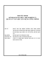 KẾ HOẠCH TỔ CHỨC THÍ NGHIỆM VÀ QUẢN LÝ VẬT LIỆU XÂY DỰNG CÔNG TRÌNH
