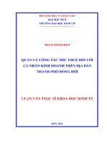 Quản lý công tác thu thuế đối với cá nhân kinh doanh trên địa bàn thành phố đồng hới  