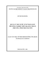 (Luận văn thạc sĩ) Quản lý nhà nước về sử dụng đất phi nông nghiệp trên địa bàn thị xã Phổ Yên, tỉnh Thái Nguyên