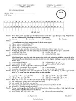 Kiểm tra một tiết Sinh học lớp 12  Đề số 247  Trường THPT Tịnh Biên15099