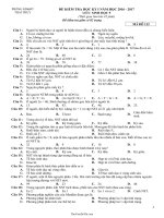 Đề kiểm tra học kì I Sinh học lớp 9  Mã đề 112  Năm học 20162017  Phòng GD  ĐT Thái Thụy15233