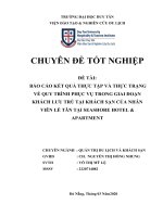 DL   CDTN   báo cáo kết QUẢ THỰC tập và THỰC TRẠNG về QUY TRÌNH PHỤC vụ TRONG GIAI đoạn KHÁCH lưu TRÚ tại KHÁCH sạn của NHÂN VIÊN lễ tân tại SEASHORE HOTEL  APARTMENT