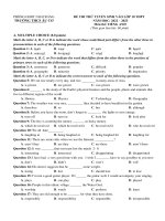 Đề thi thử vào lớp 10 THPT môn Tiếng Anh năm 2022-2023 có đáp án - Trường THCS Âu Cơ