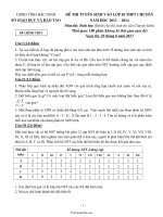 Đề thi tuyển sinh vào lớp 10 THPT chuyên Bắc Ninh năm học 2013 – 2014 môn thi: Sinh học (dành cho thí sinh thi vào chuyên sinh)17445